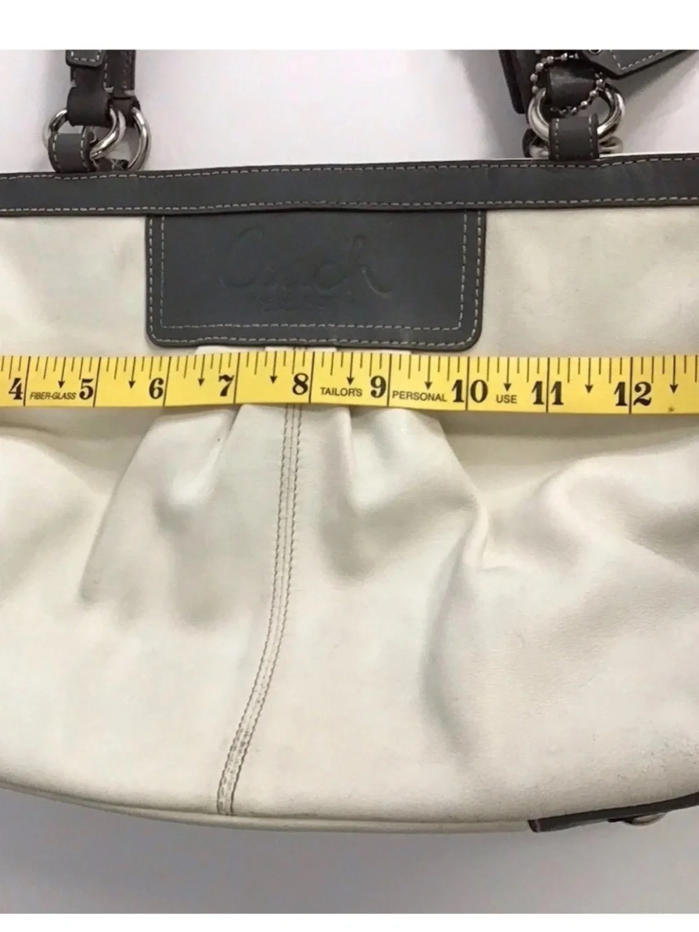 Coach Shoulder white  Gray Leather Purse